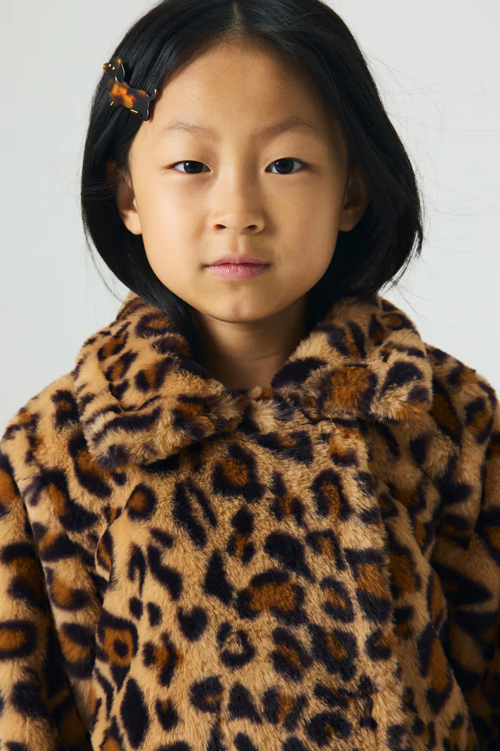 Пушистая куртка H&M, Beige/Leopardenprint — фото 3