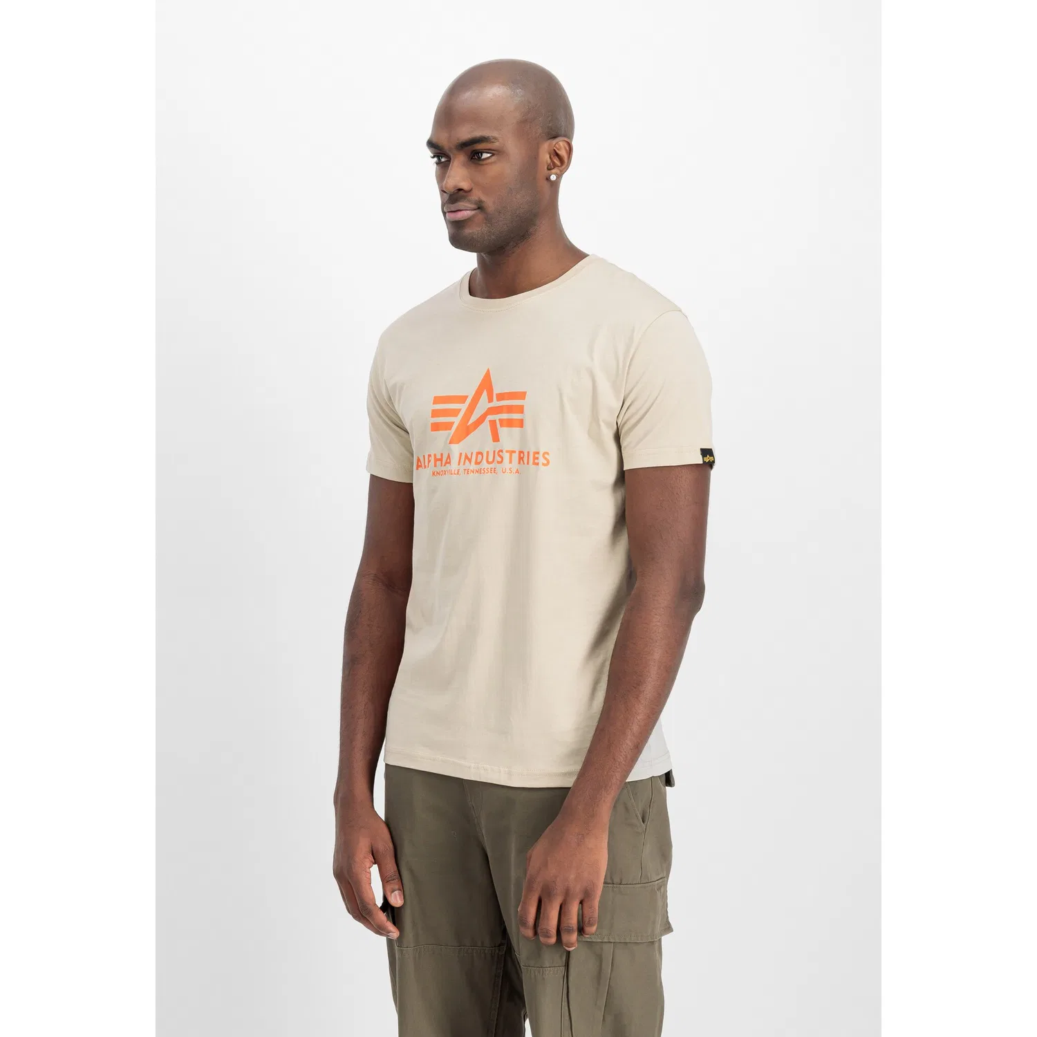 Детская хлопковая футболка Regular Fit Alpha Industries, Beige