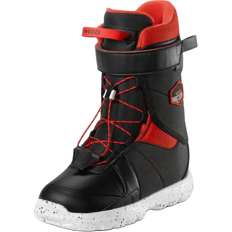 Детские зимние ботинки нескользящие с моделью DECATHLON, Black/Vermilion — фото 4