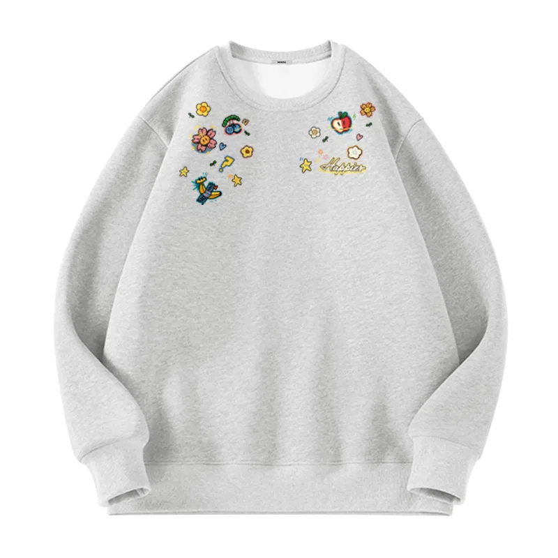 Детский свитшот с принтом Heavyweight Spring Fall White Heather Gray, MINISO