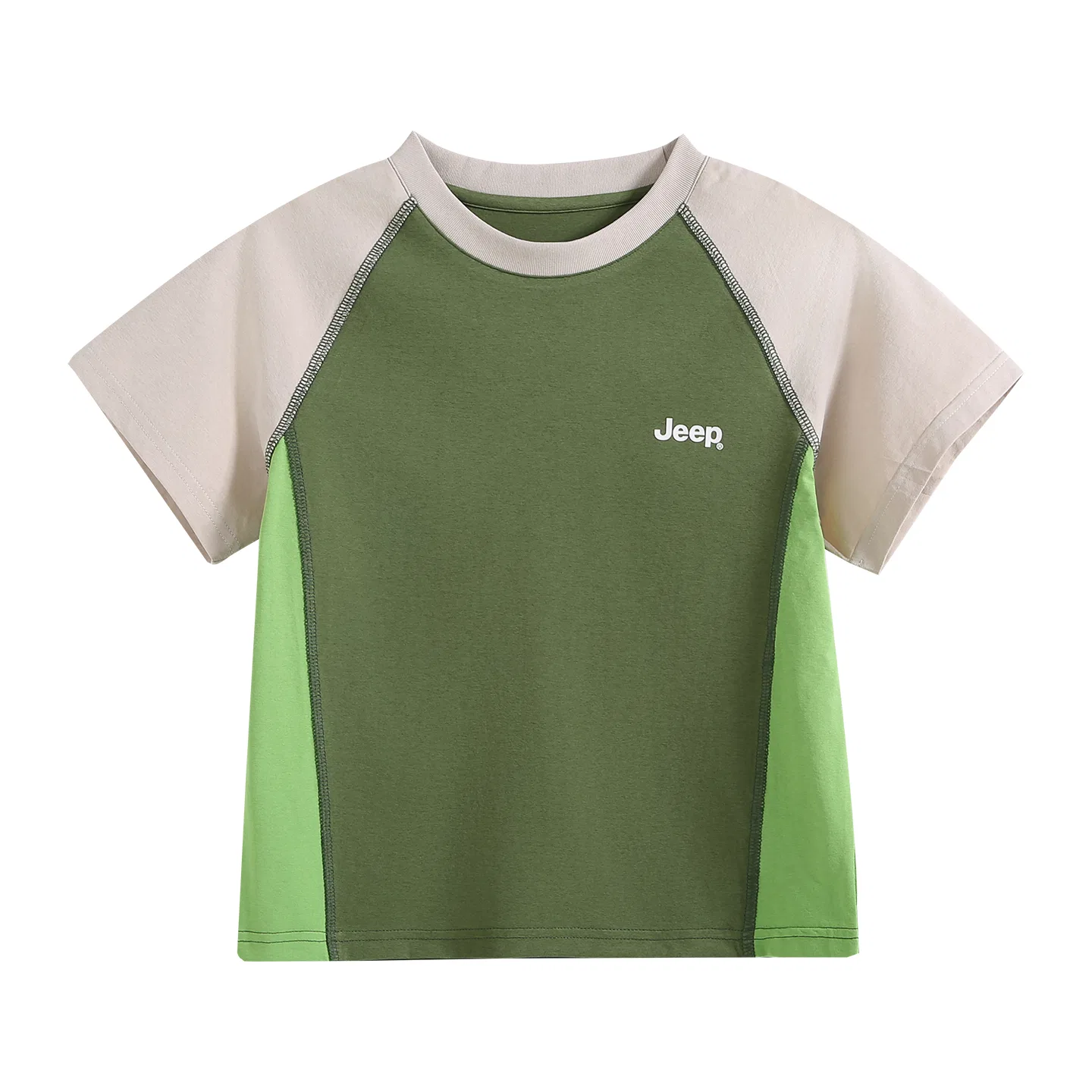 Детская футболка с круглым вырезом Jeep Grade School T Shirts Crew Neck Thin Stretch, Army Green