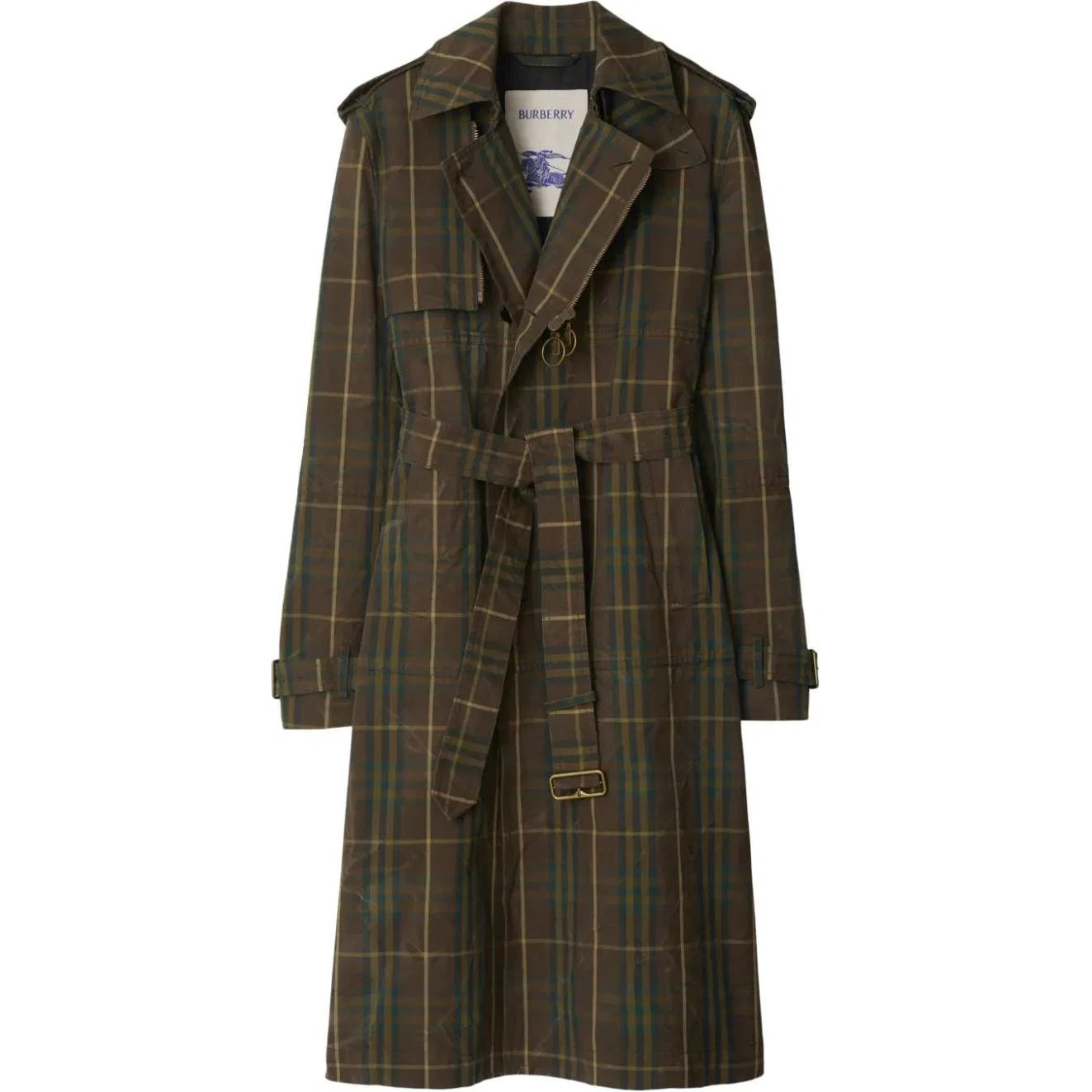 Мужское двубортное пальто в клетку Burberry, Dark Green