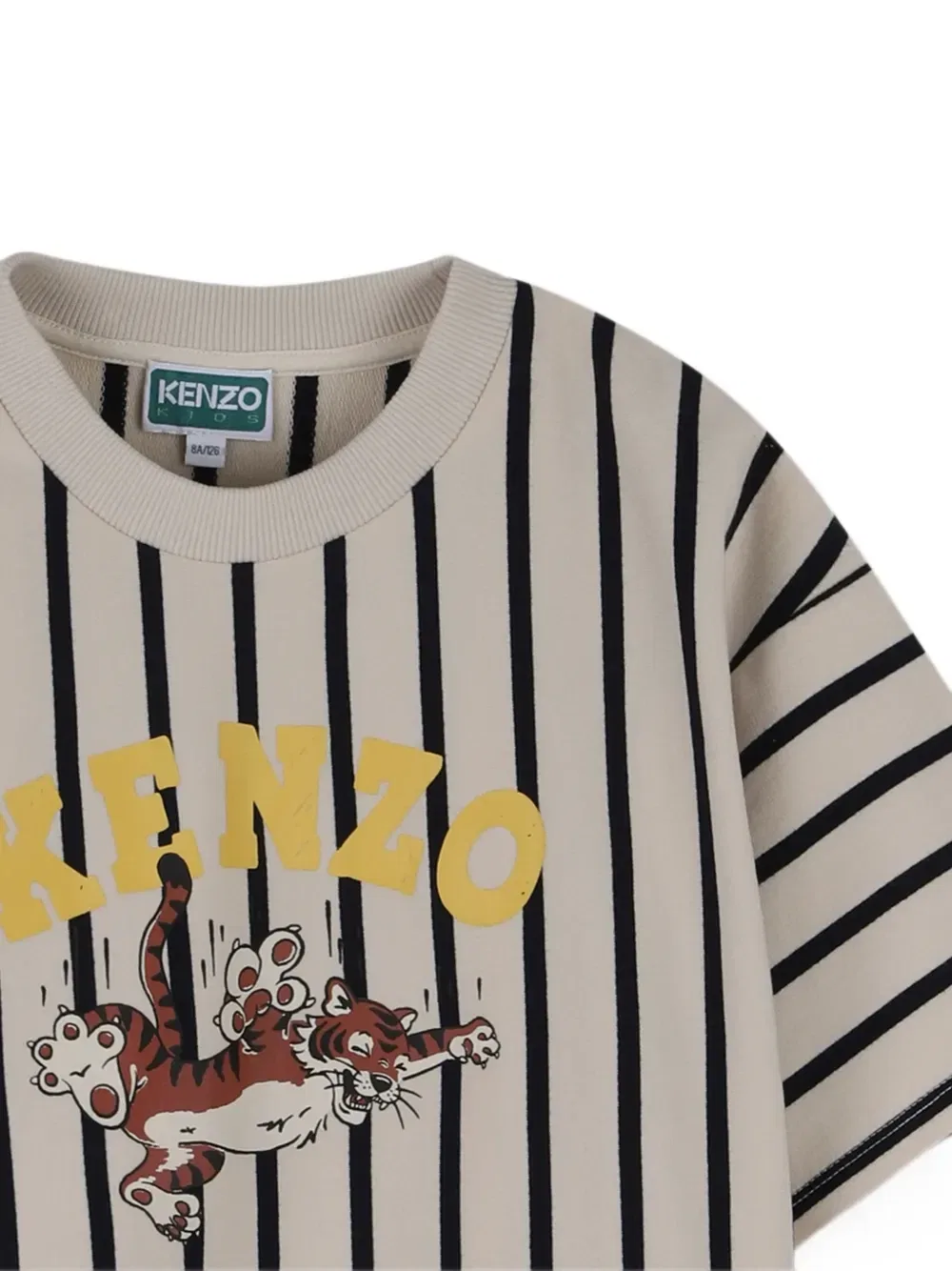 Полосатая футболка с логотипом Kenzo Kids, бежевый — фото 3