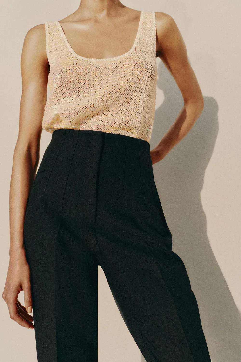 Брюки с высокой талией ZARA, Black — фото 4