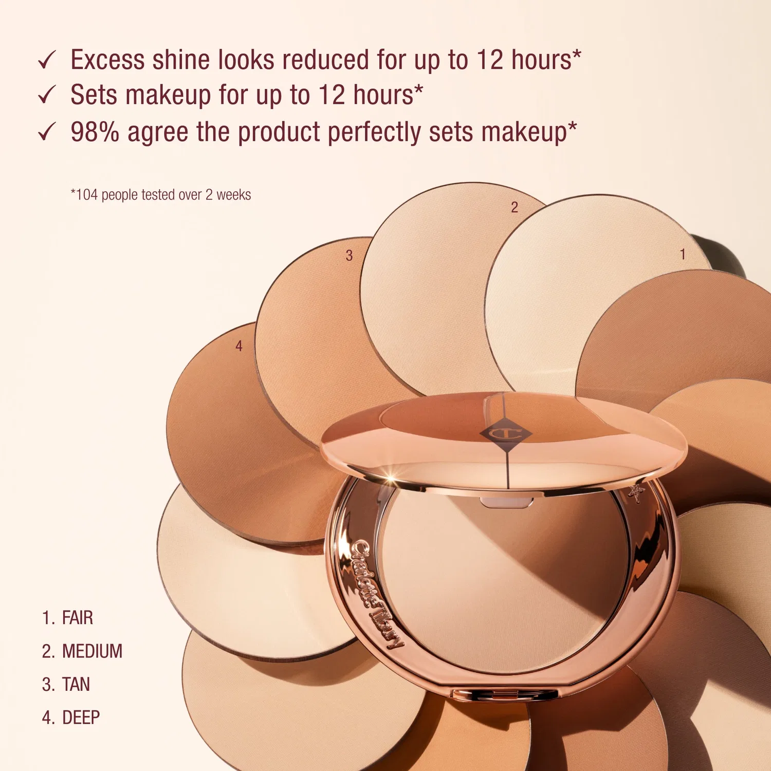 Пудра матирующая компактная Airbrush Flawless Finish Travel Size, Charlotte Tilbury, Tan — фото 4