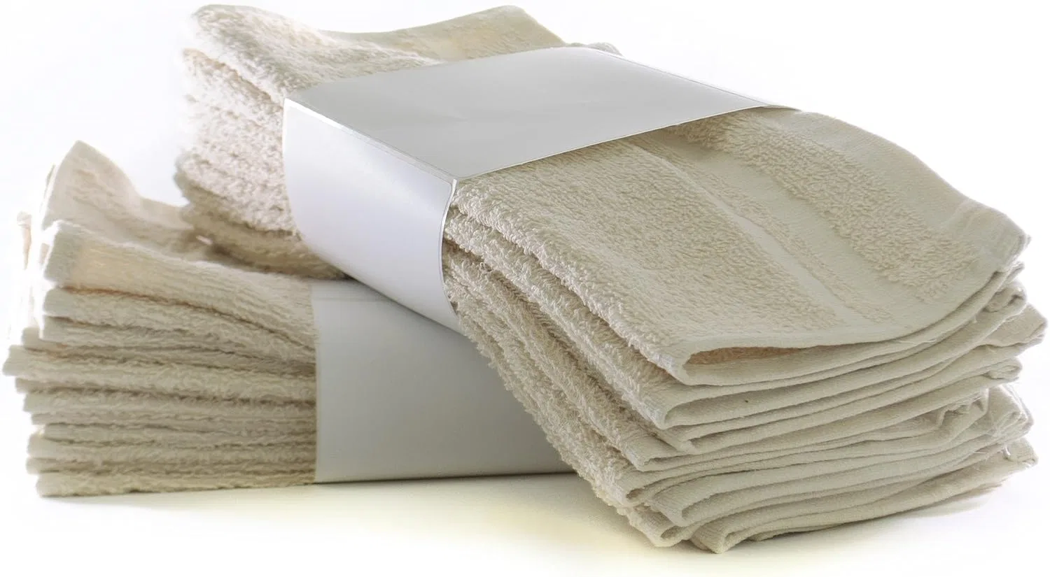 Махровая мочалка Cam Border, Bare Cotton, набор 24 шт, 30x30 см, Beige