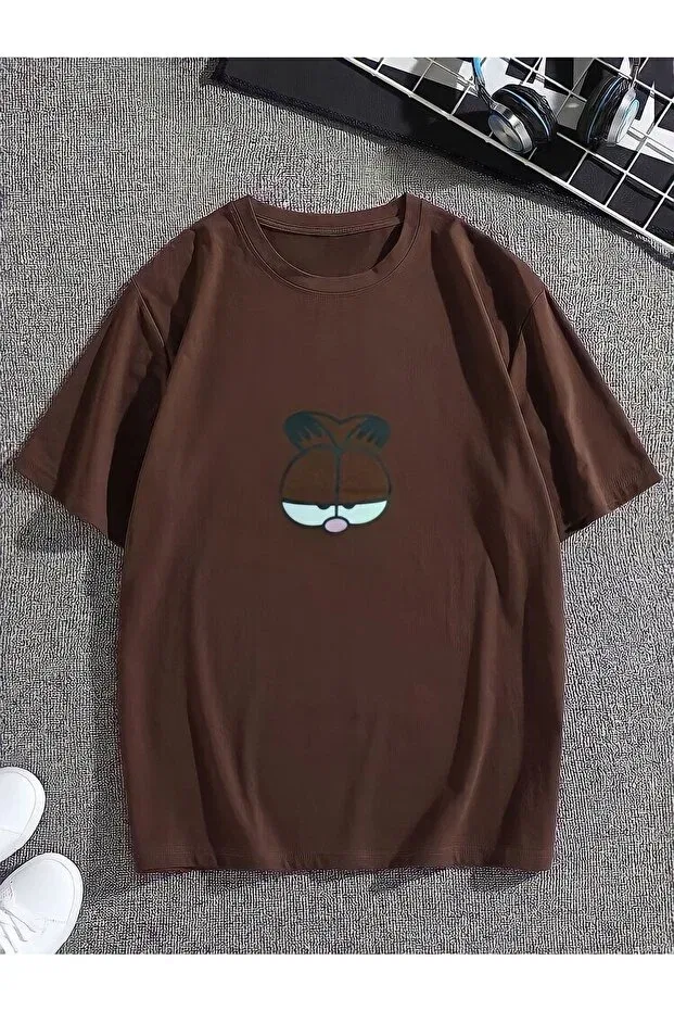 Детская футболка для девочек с принтом Garfield cat printed Serays Moda, Brown