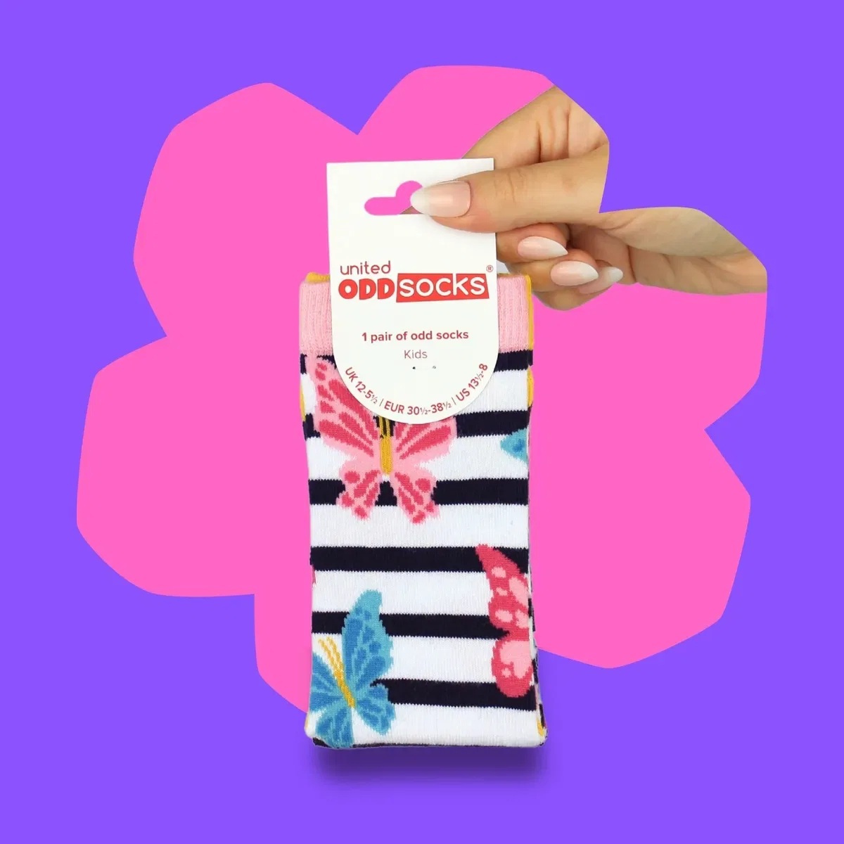 Детские носки с принтом Butterfly United Oddsocks, Multi — фото 3