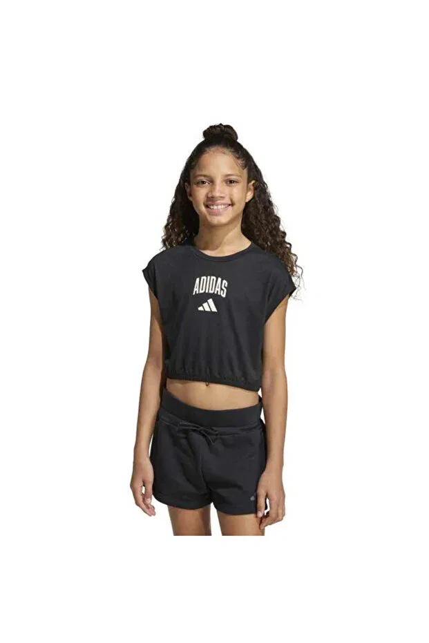 Детская футболка для девочек хлопковая Adidas, Black/Owhite — фото 2