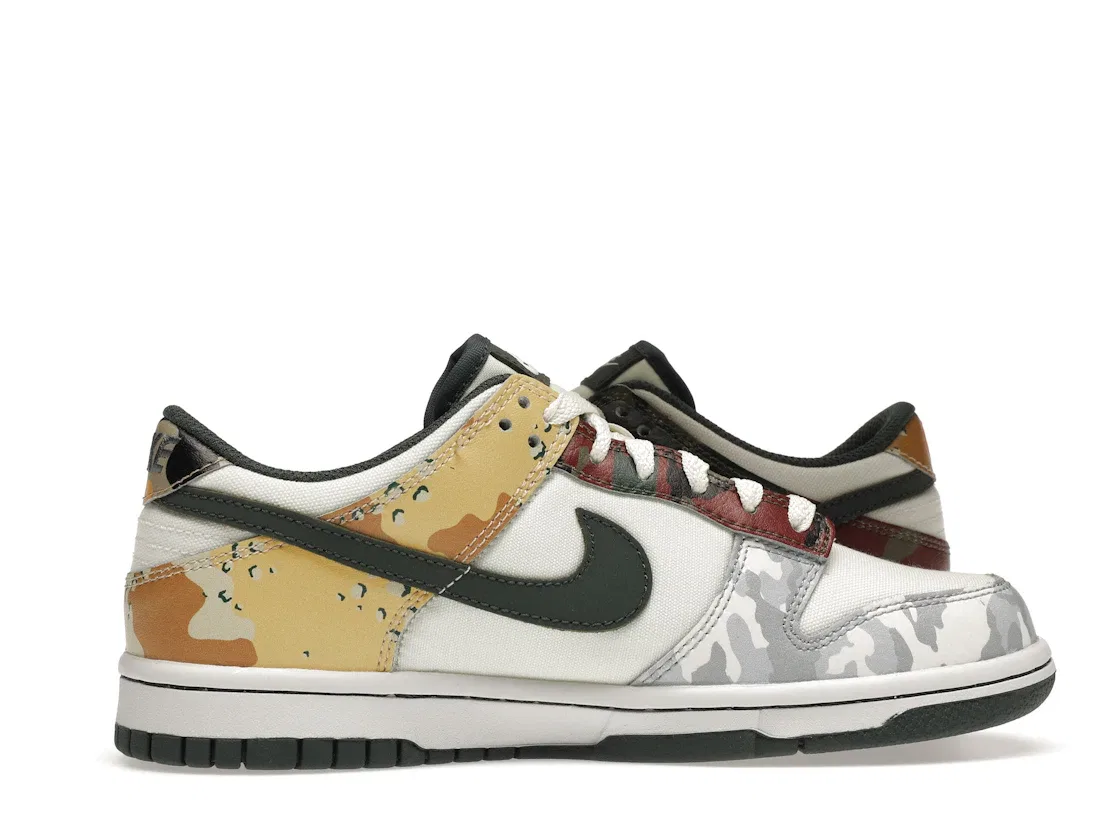Детские кроссовки с принтом камуфляж Nike Dunk Low Nike, Sail/Vintage Green-Total Orange-White — фото 3