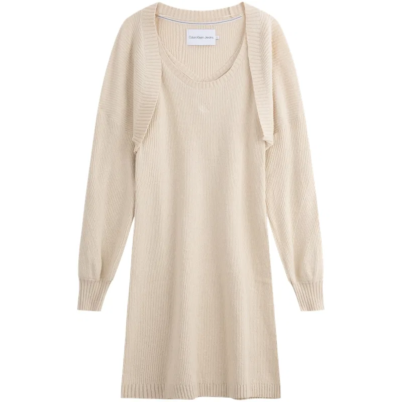Женский комплект из топа и юбки с круглым вырезом Calvin Klein, Ivory White