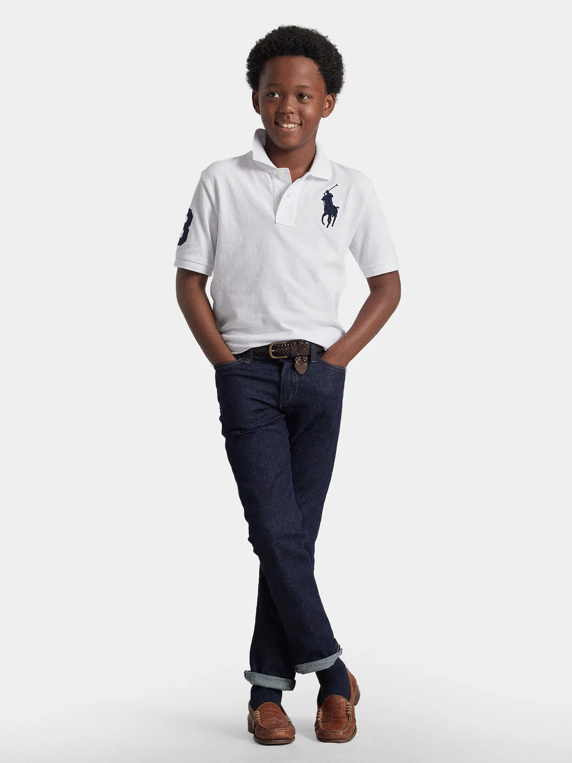 Поло стандартного кроя для мальчика Polo Ralph Lauren, белый — фото 2