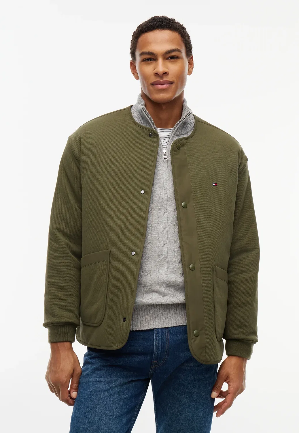 Двусторонняя подкладка из комбинированных материалов - легкая куртка Tommy Hilfiger, Huntsman Green/ Huntsman Green — фото 4