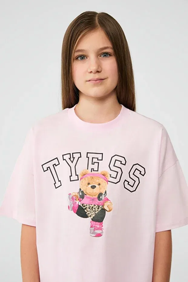 Детская футболка для девочек хлопковая Tyess, Pink — фото 3
