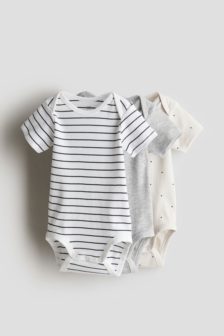 

Комплект из 3 хлопковых боди H&M, серый