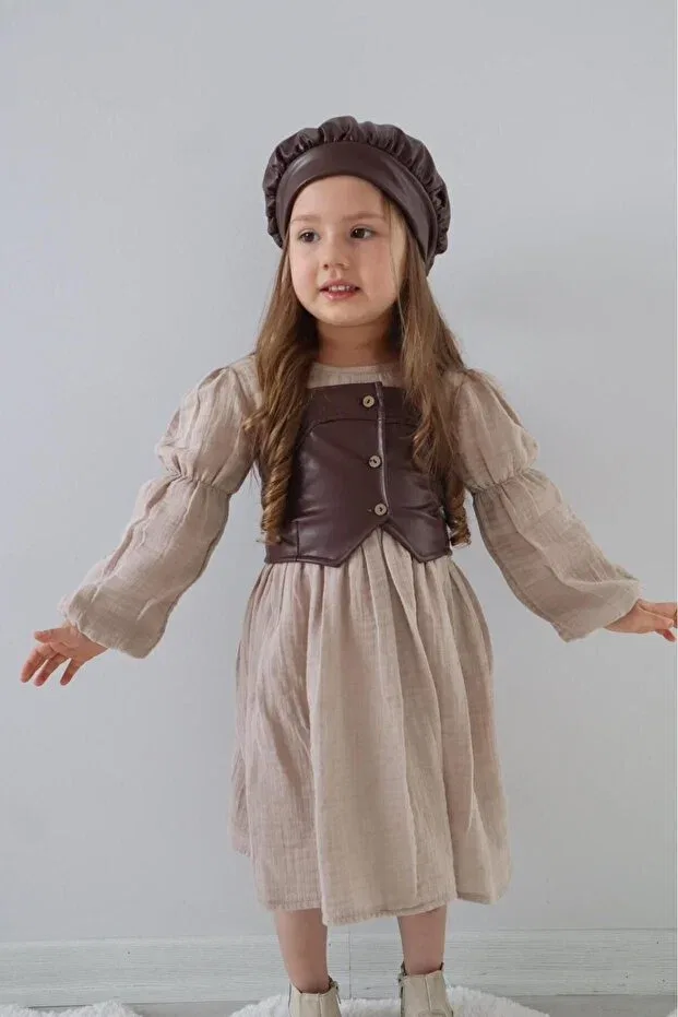 Детское платье для девочек с длинным рукавом Süslüm Kids, Coffee Color