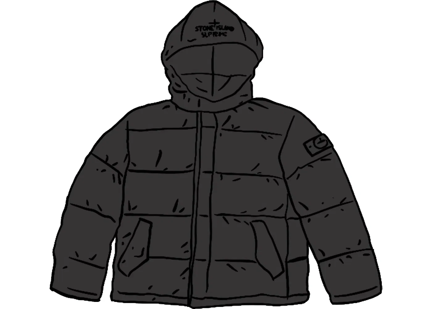 Мужская куртка с принтом Painted Camo Crinkle Down Jacket Supreme, Black