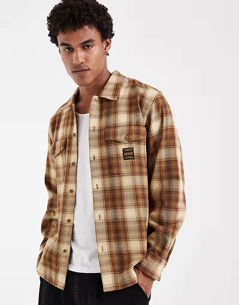 Рубашка Levi's Workwear в клетку с карманом, коричневый