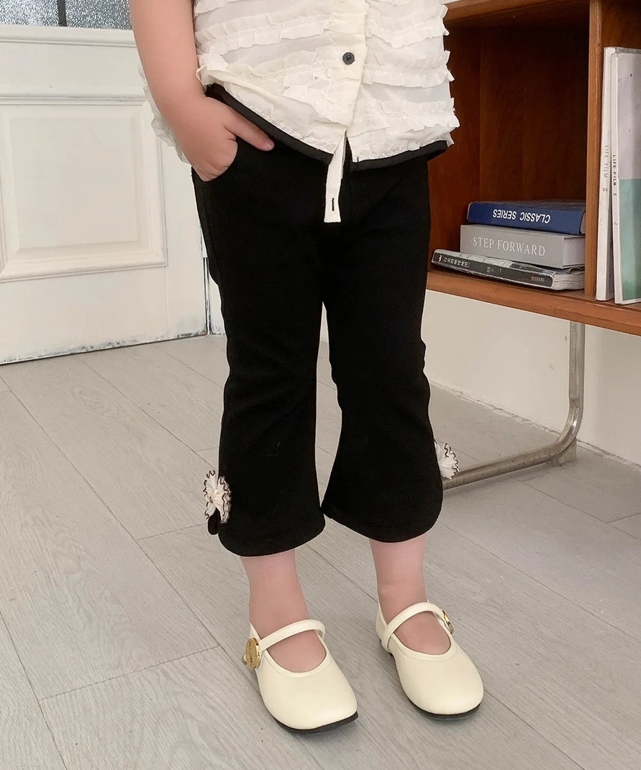 Детские спортивные штаны с боковым разрезом и лентой, модель Ribbon Side Slit, aimoha, Черный — фото 2