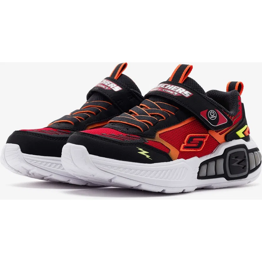 Кроссовки детские с подсветкой Light Storm 3 Skechers, Черно-красный — фото 4