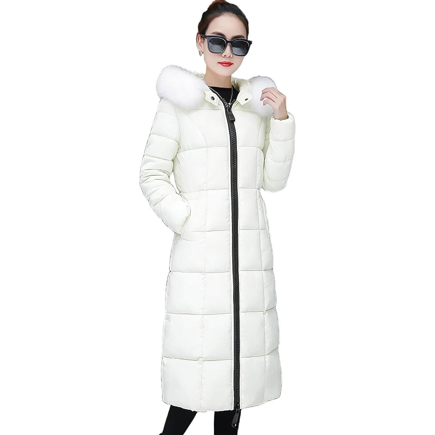 

Пальто-куртка Ebossy Women's Winter Thicken Down Alternative Long With Faux Fur Hood, белый