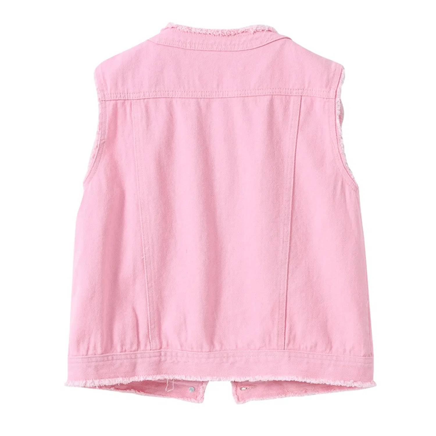 Женский джинсовый жилет без рукавов с принтом Vintage Distressed, z01 pink — фото 2