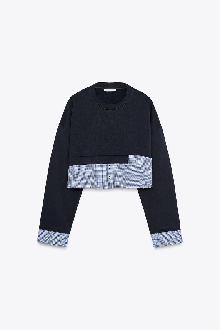 

Укороченный свитшот CONTRAST ZARA, темно-синий