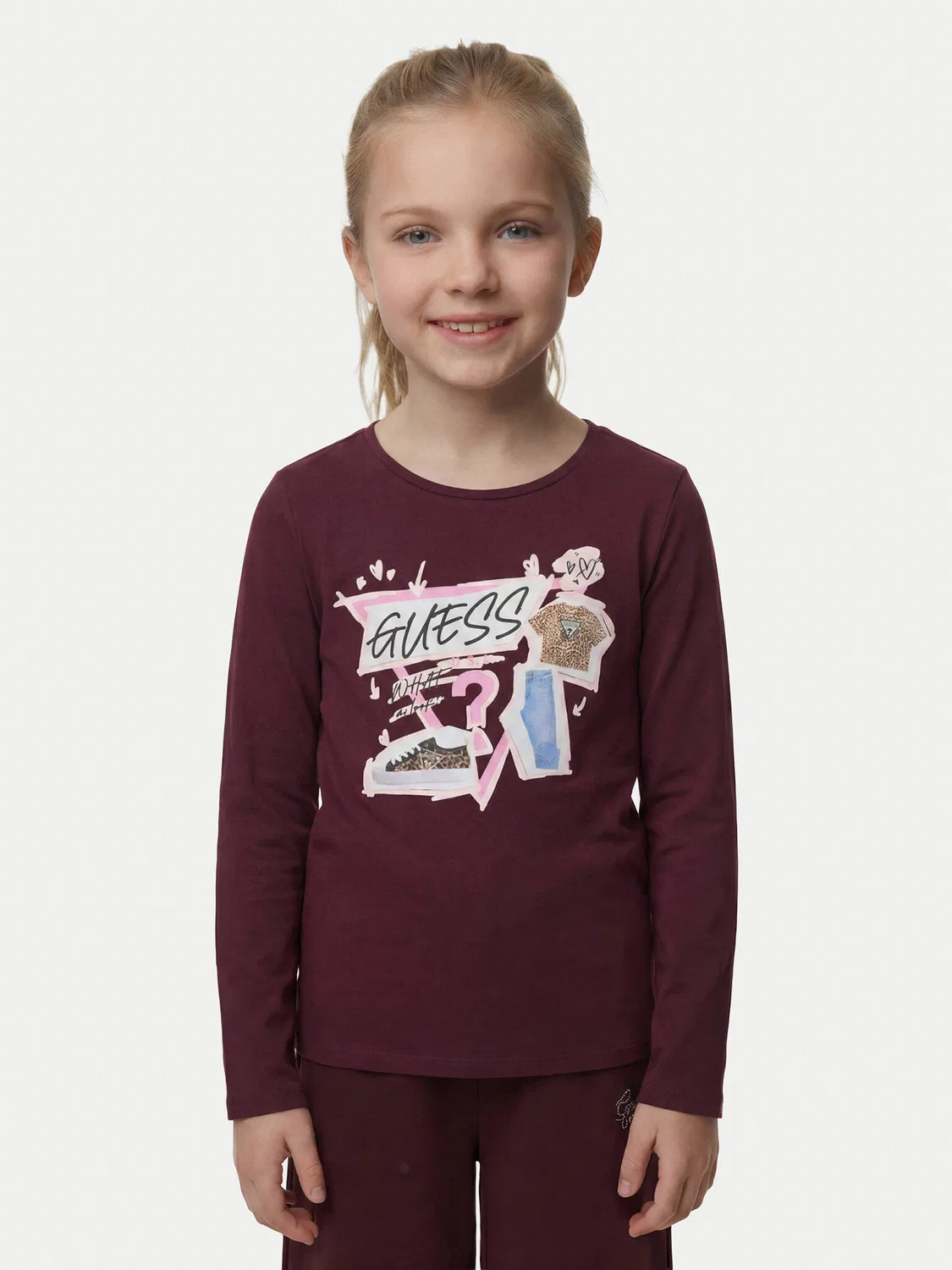 Блузка стандартного кроя для девочки Guess, темно-красный