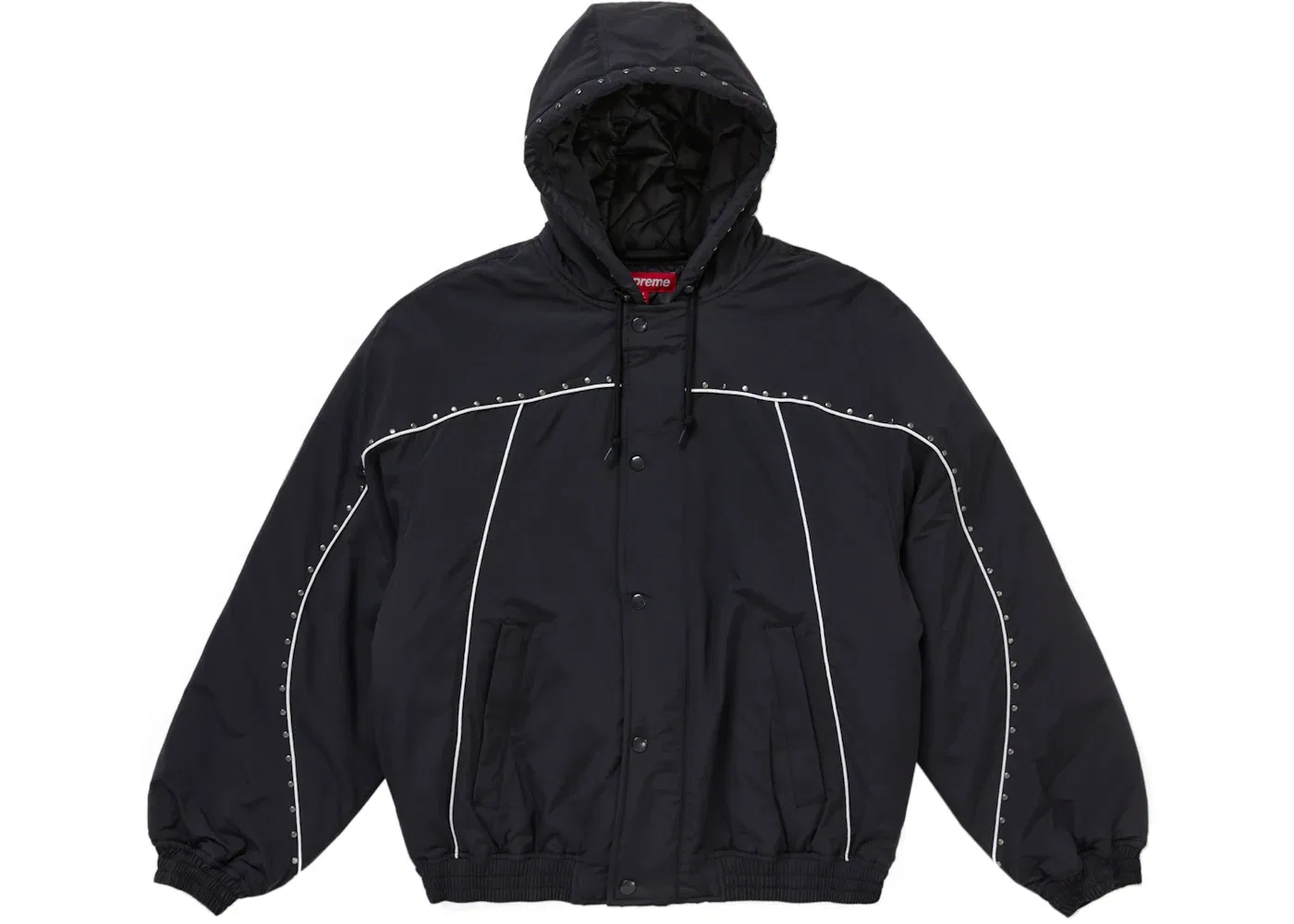 Мужская куртка с принтом Supreme Studded Stadium Jacket, Black — фото 3