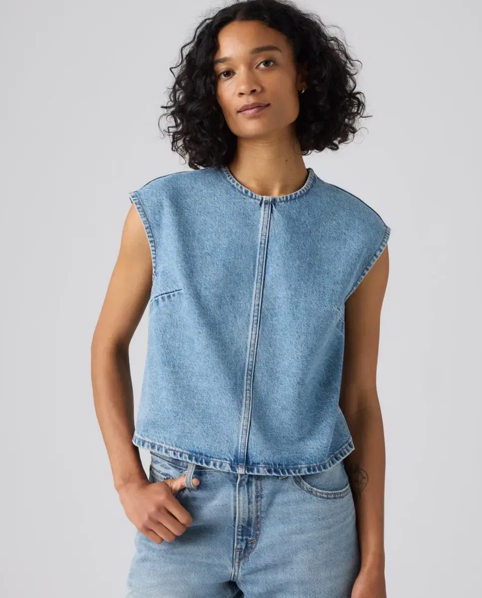 Женская джинсовая рубашка без рукавов Levi's, Azul Claro — фото 4