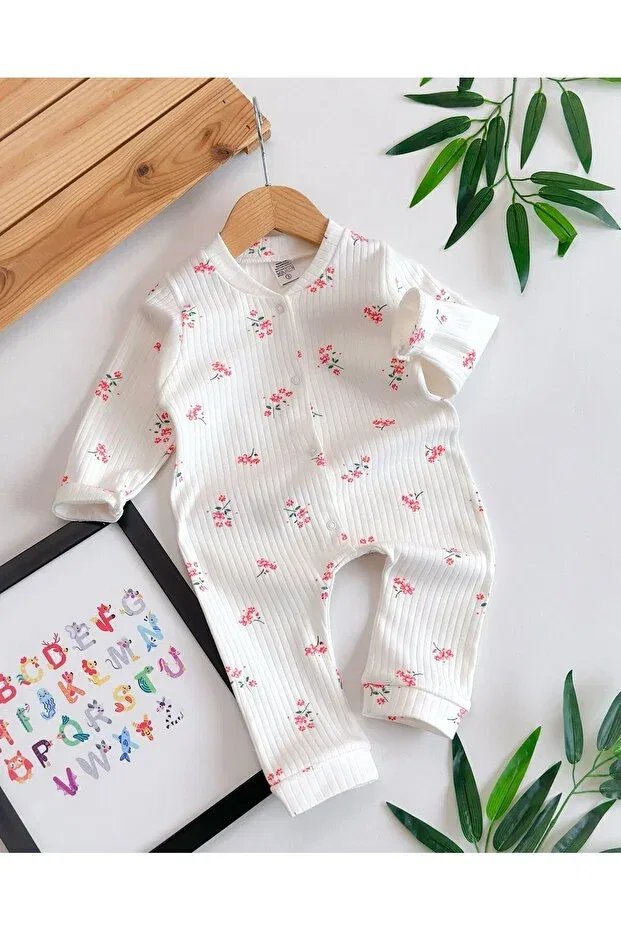 Детский комплект для новорожденных без манжет с принтом Yukobaby Bebeğiniz Için En Doğalı, Pink & White — фото 3