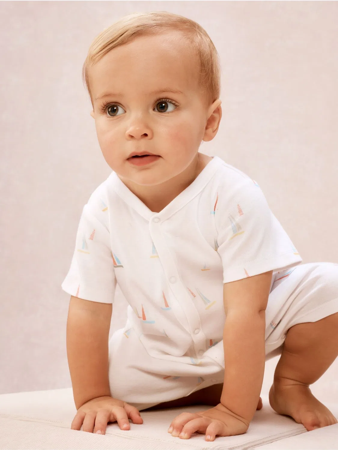 Ромпер с коротким рукавом, принт акварельные лодки The White Company, белый — фото 4