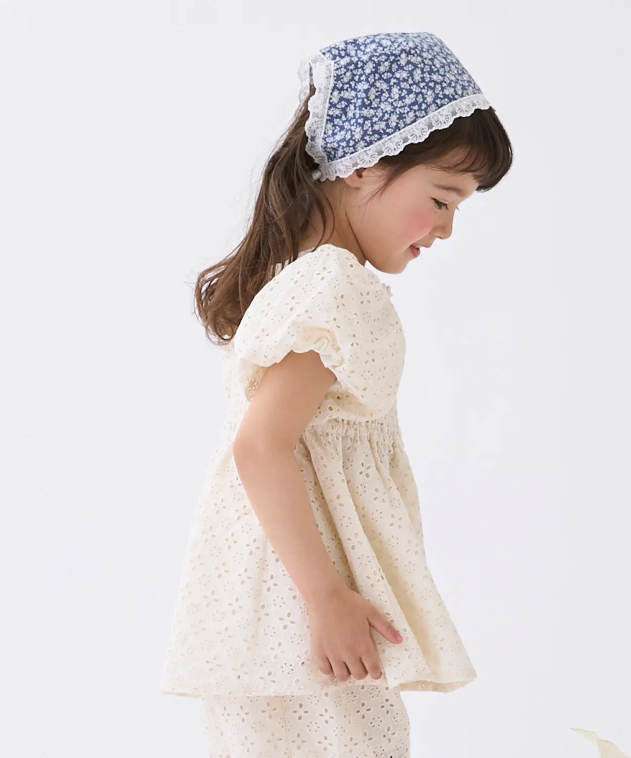 Детская туника для девочек с кружевными рукавами-фонарик, модель Lace Puff Tunic, petit main, Brown — фото 3