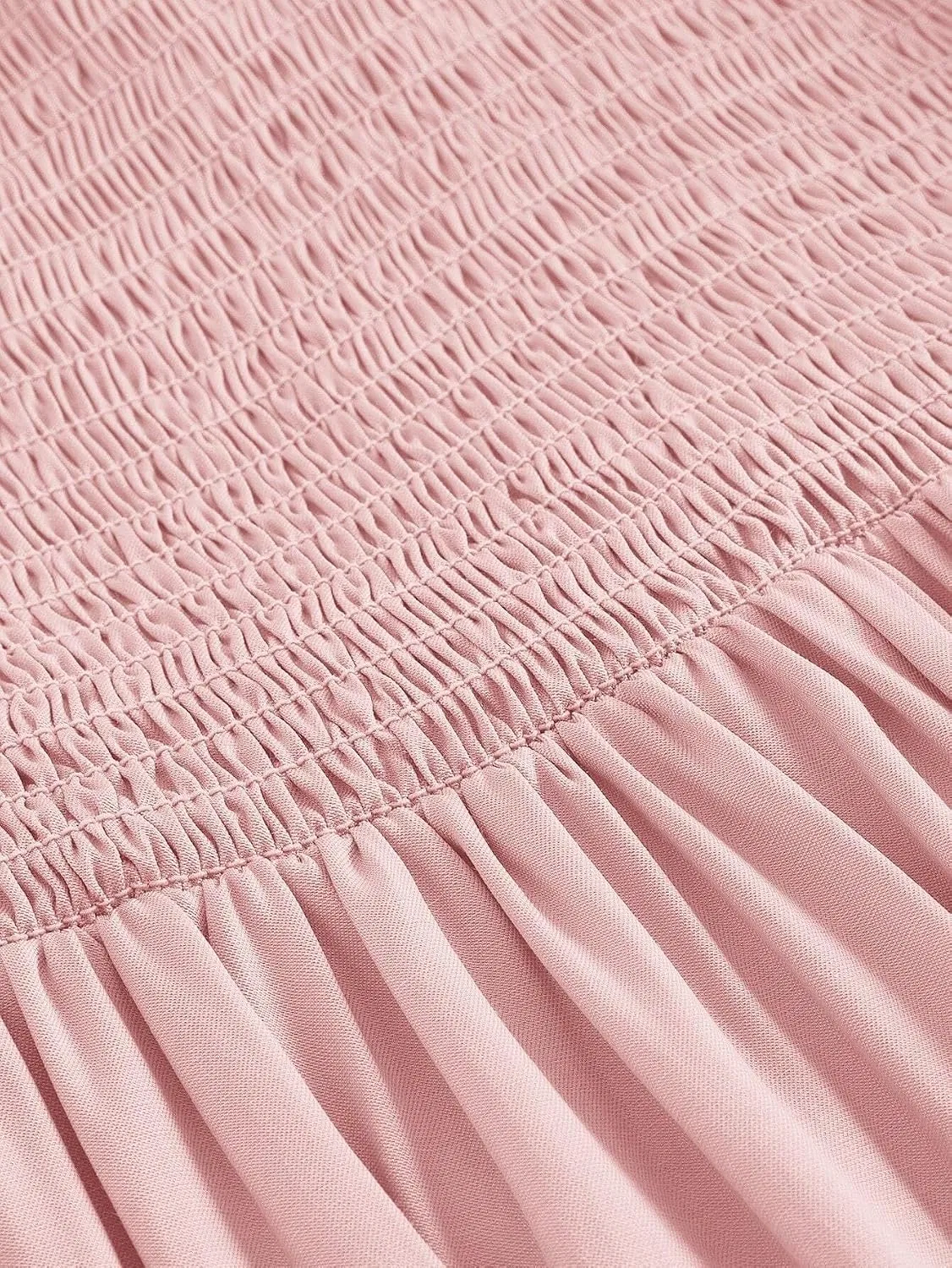 Женское A-силуэта платье с воланами, длинное, Baby Pink — фото 4