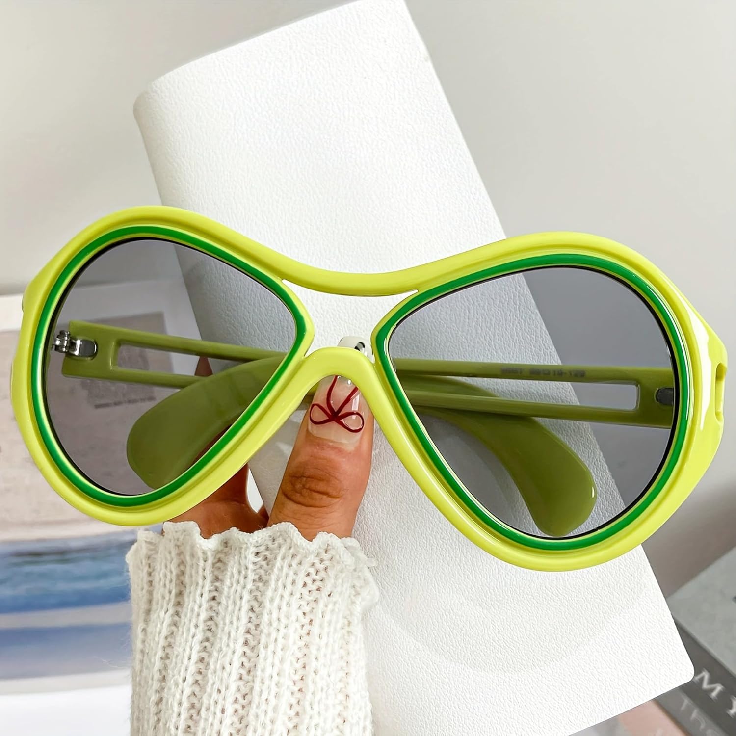 

bullabulling Большие модные солнцезащитные очки-обтекатели для женщин и мужчин, большие очки для вождения, защита от УФ-излучения UV400, большие солнцезащитные очки, Green