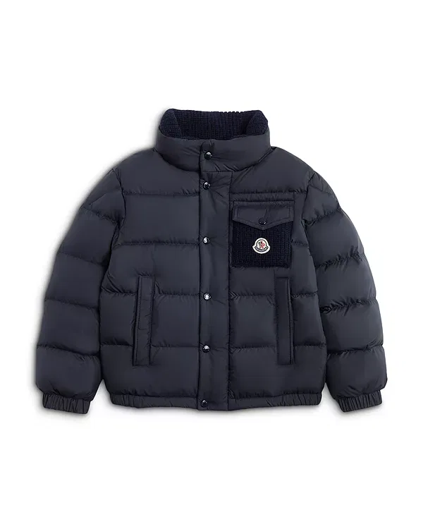 Детское пальто для мальчиков с логотипом Jarek Down Pocket Moncler, синий