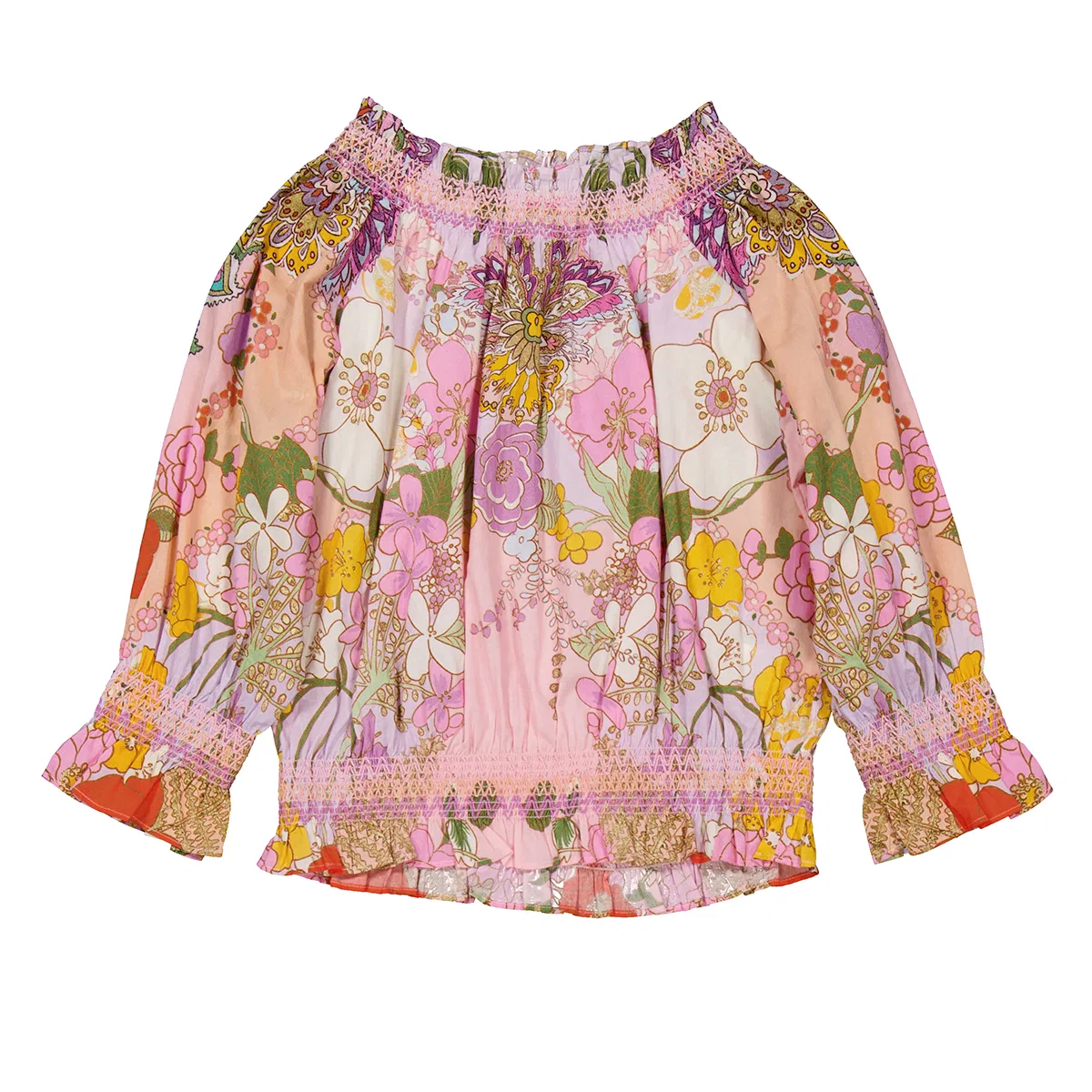 Топ с открытыми плечами и сборкой Clever Clogs Kids Off Shoulder Top With Smocking Camilla, Clever Clogs