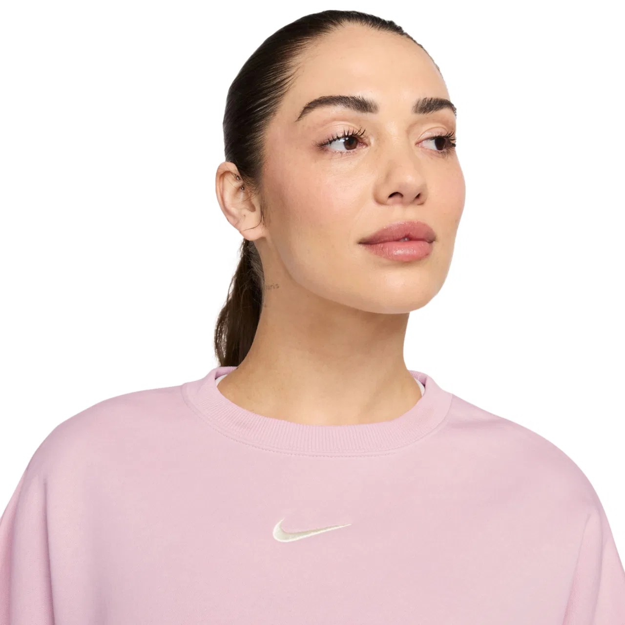 Женская флисовая кофта Nike NSW Style Fleece Crew, цвет Sail/Pink Foam — фото 3