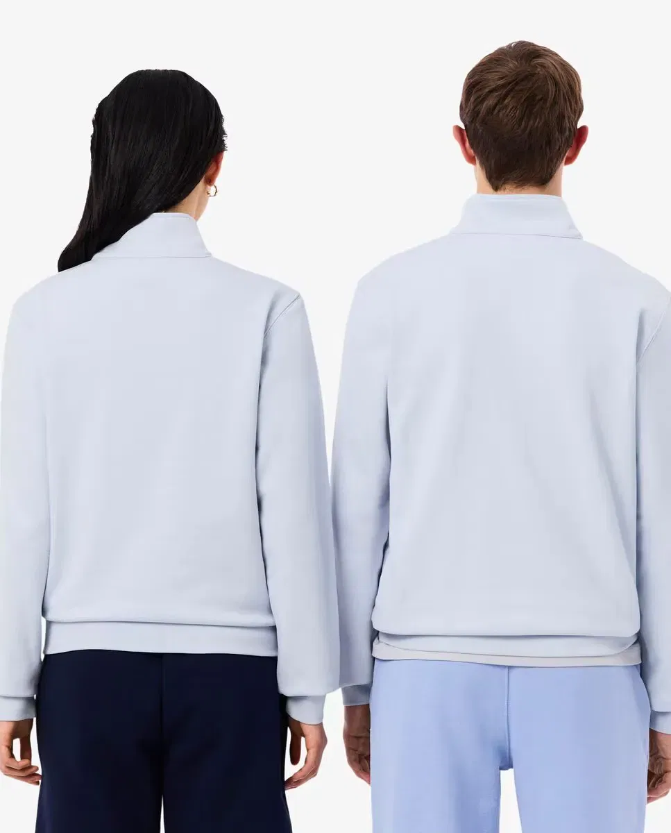 Мужская свитшот с высоким воротником на молнии с рельефным принтом Lacoste, Azul Claro — фото 2