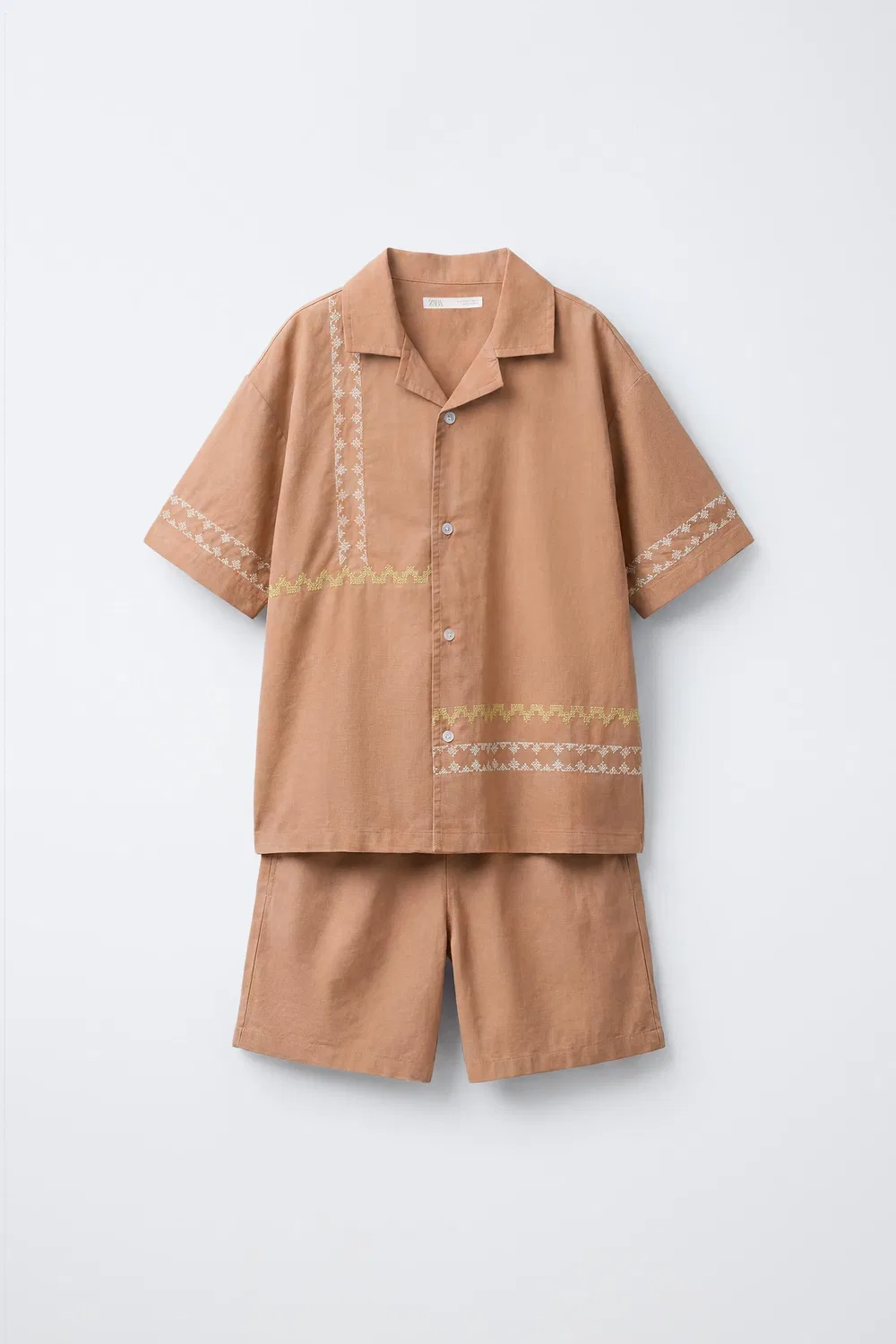 Пижама с вышитой рубашкой, 6-14 лет ZARA, Brown