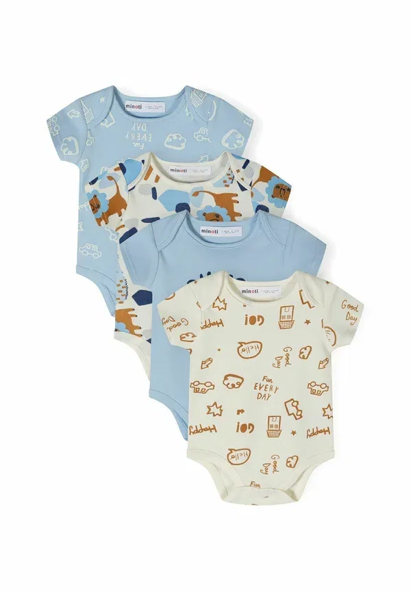 Боди с коротким рукавом, хлопок, 4 pack short sleeve - body, Minoti, Light Blue White, белый/светло-голубой — фото 2