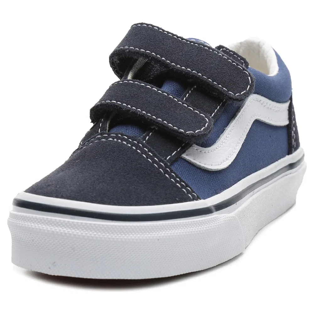 Детские спортивные кроссовки с липучками Vans Uy Old Skool V, Navy — фото 2