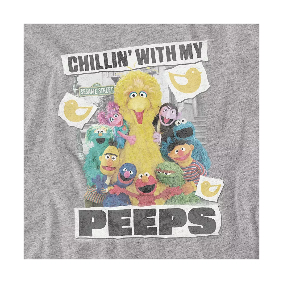 Детский боди с коротким рукавом Chillin With My Peeps Sesame Street, Athletic Heather — фото 2