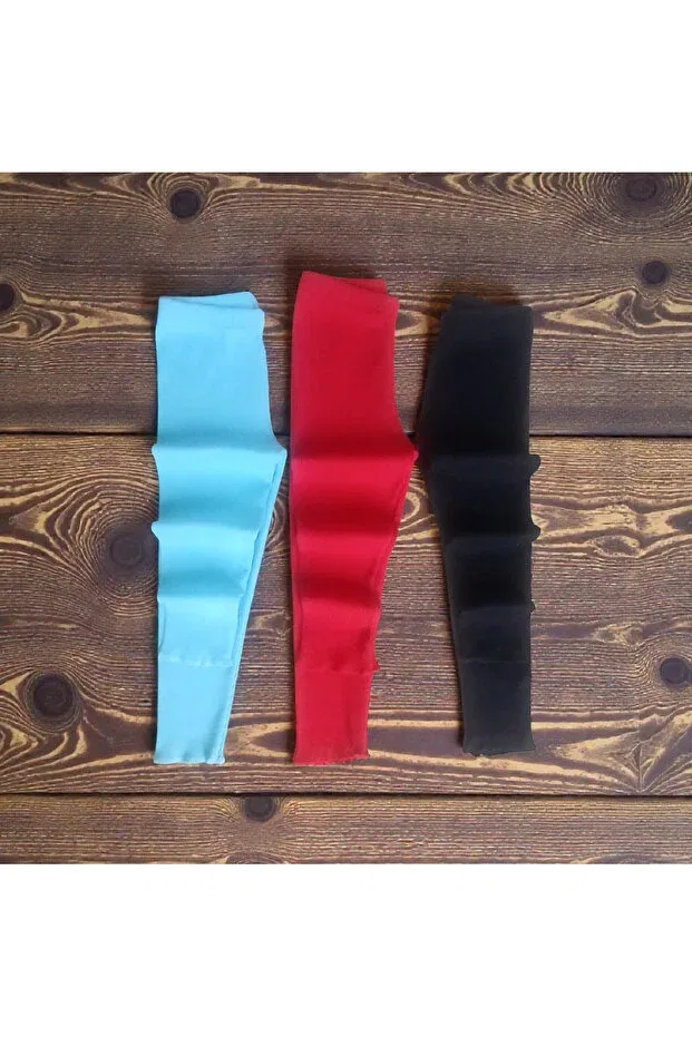 Детские леггинсы для девочек трикотажные комплект 3 шт Fun Kids Colthinig, Red-Black-Sky Blue — фото 3