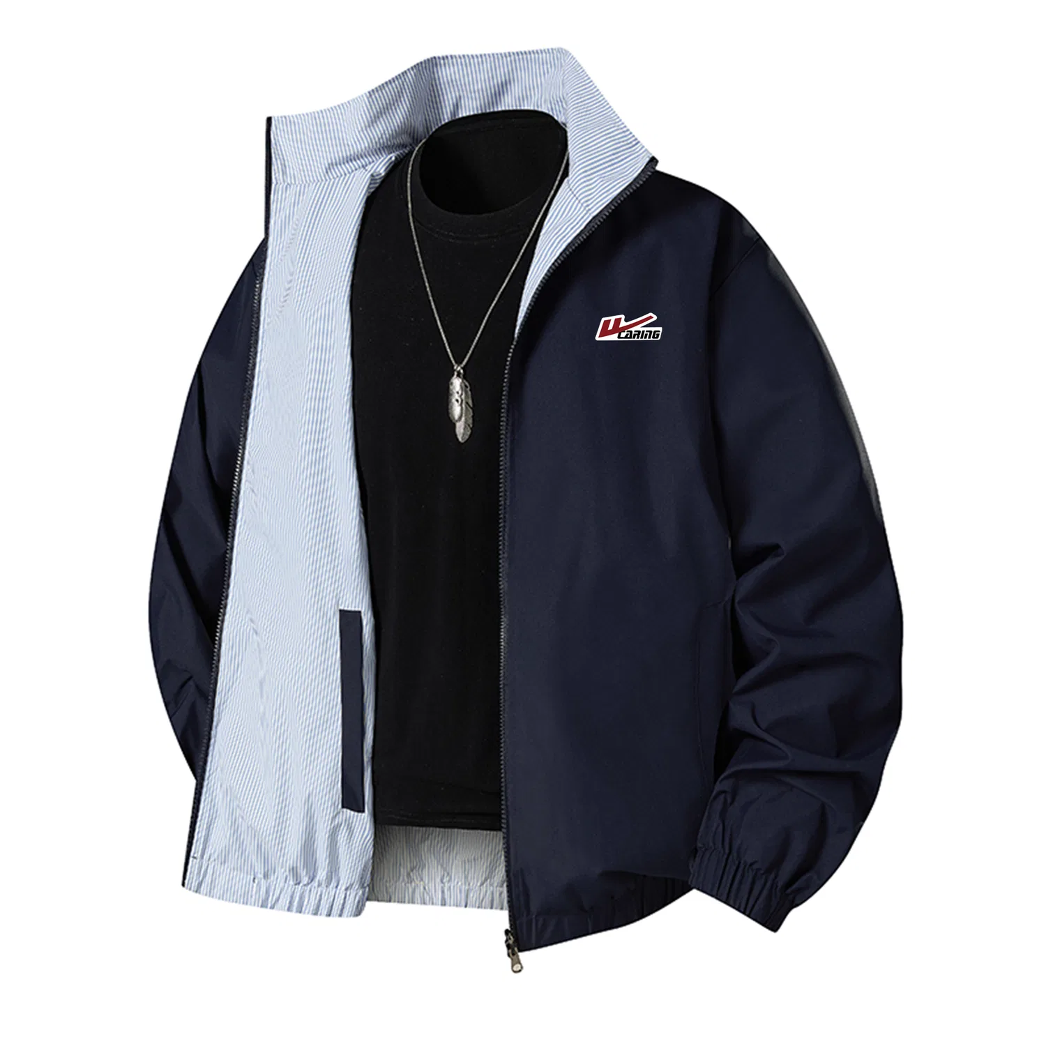 Детский жакет на молнии с воротником-стойкой, двусторонний, Navy Blue (DIY Badge), WARRIOR