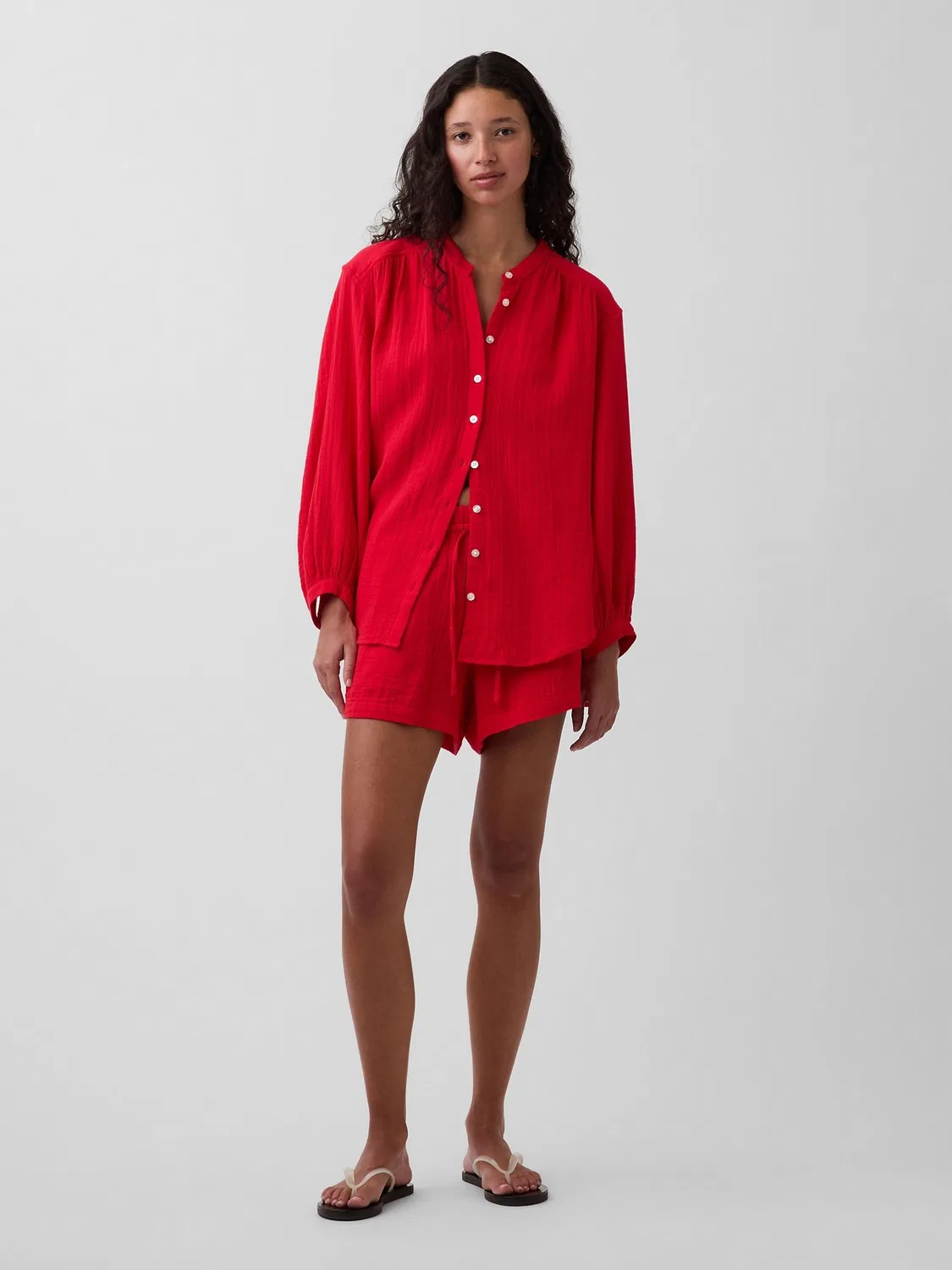 Шорты из хлопковой марли, Relaxed Fit Gap, Красный — фото 4