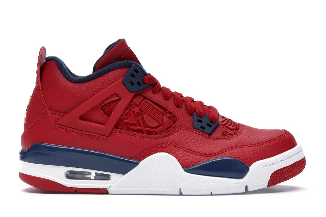 Детские кроссовки Lifestyle с принтом Jordan 4 Retro Jordan, Gym Red/Obsidian-White-Metallic Gold