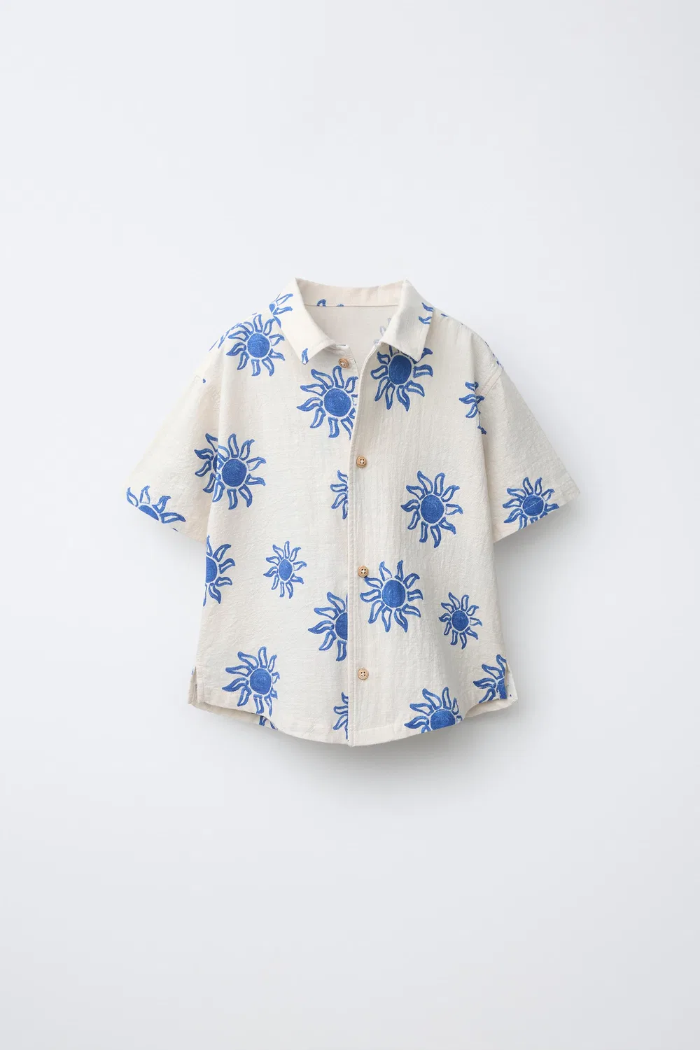 Рубашка с принтом солнца ZARA, Ecru/Blue