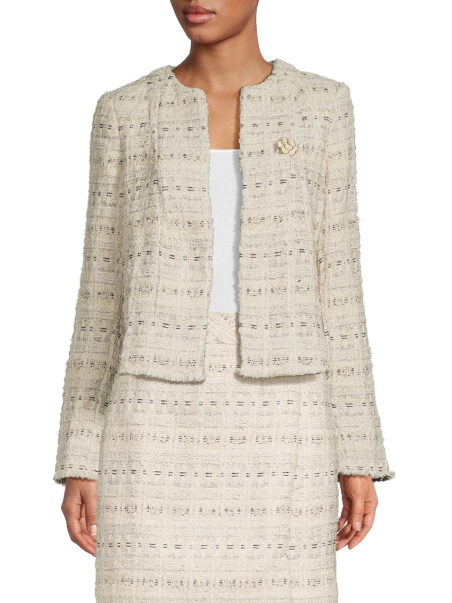 

Твидовый пиджак с открытым передом Karl Lagerfeld Paris, цвет Soft White Multi