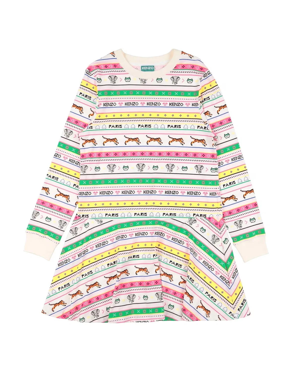 Детское платье для девочек с логотипом Kenzo Kids, айвори